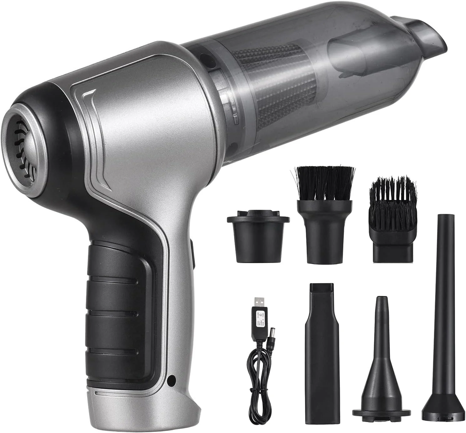 جاروبرقی دستی خودرو اییکم، تمیز کننده بی سیم قابل حمل، مینی دمنده هوا و پمپ دستی با مکش قوی 19000Pa، شارژ USB برای تمیز کردن موی حیوانات خانگی، گرد و غبار، شن، مناسب برای خانه و محل کار