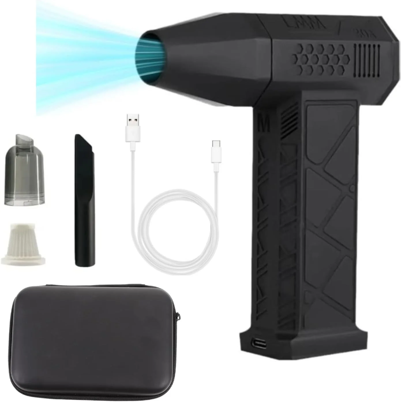 DIGI CORE دمنده هوای فشرده، دمنده گرد و غبار جت خشک، مینی دمنده با محافظت در برابر گرمای بیش از حد، دمنده هوای 130000 دور در دقیقه، جاروبرقی فن توربو قابل حمل، دمنده قابل حمل، فن خشن با کیف حمل