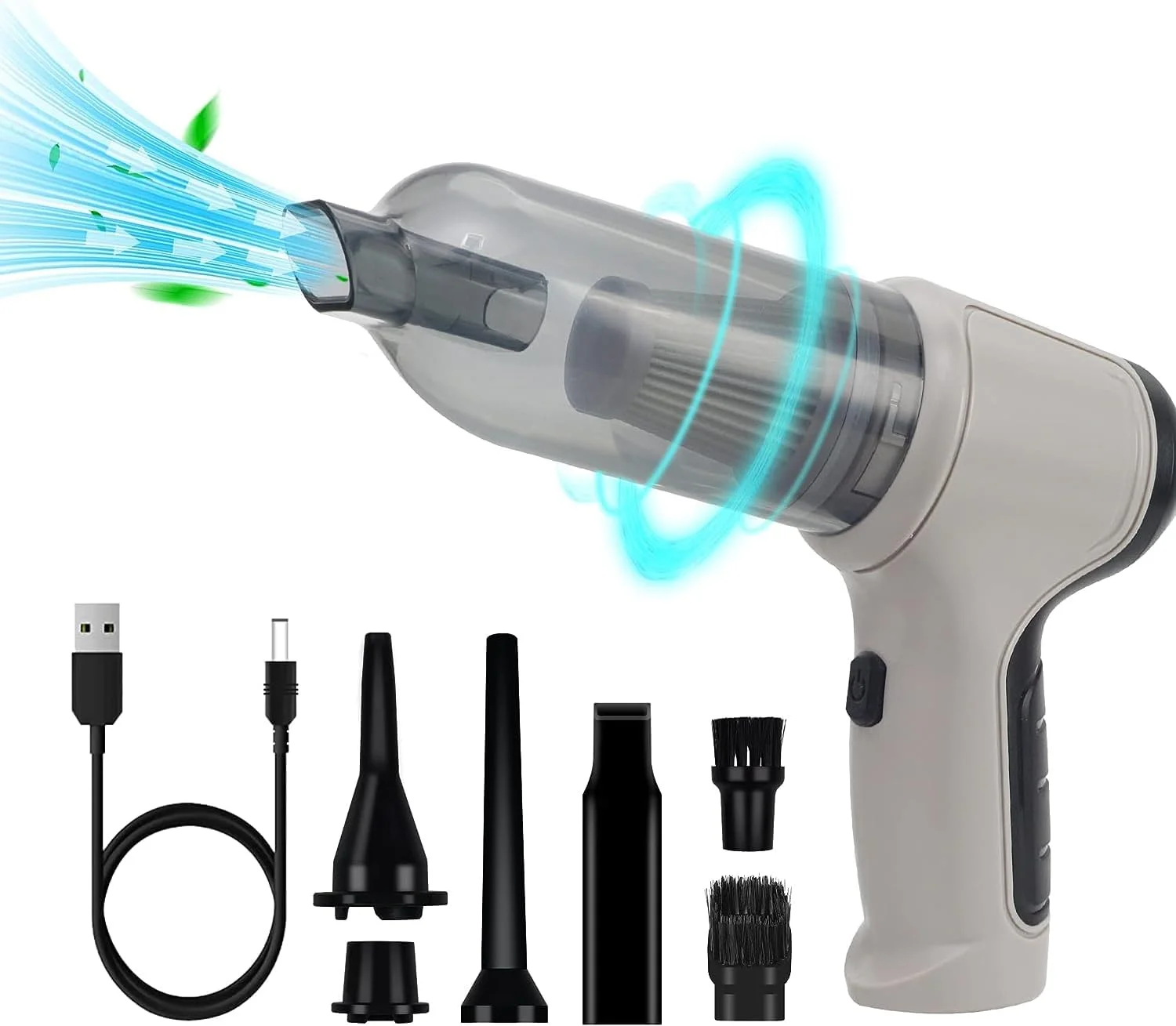 جاروبرقی کوچک پادوم برای تمیز کردن کیبورد، جاروبرقی قابل حمل خودرو، جاروبرقی دستی شارژی بی سیم، جاروبرقی کوچک 3 در 1، دمنده گرد و غبار هوا با سرعت 35000 دور در دقیقه، تمیز کننده برقی کامپیوتر (خاکستری)