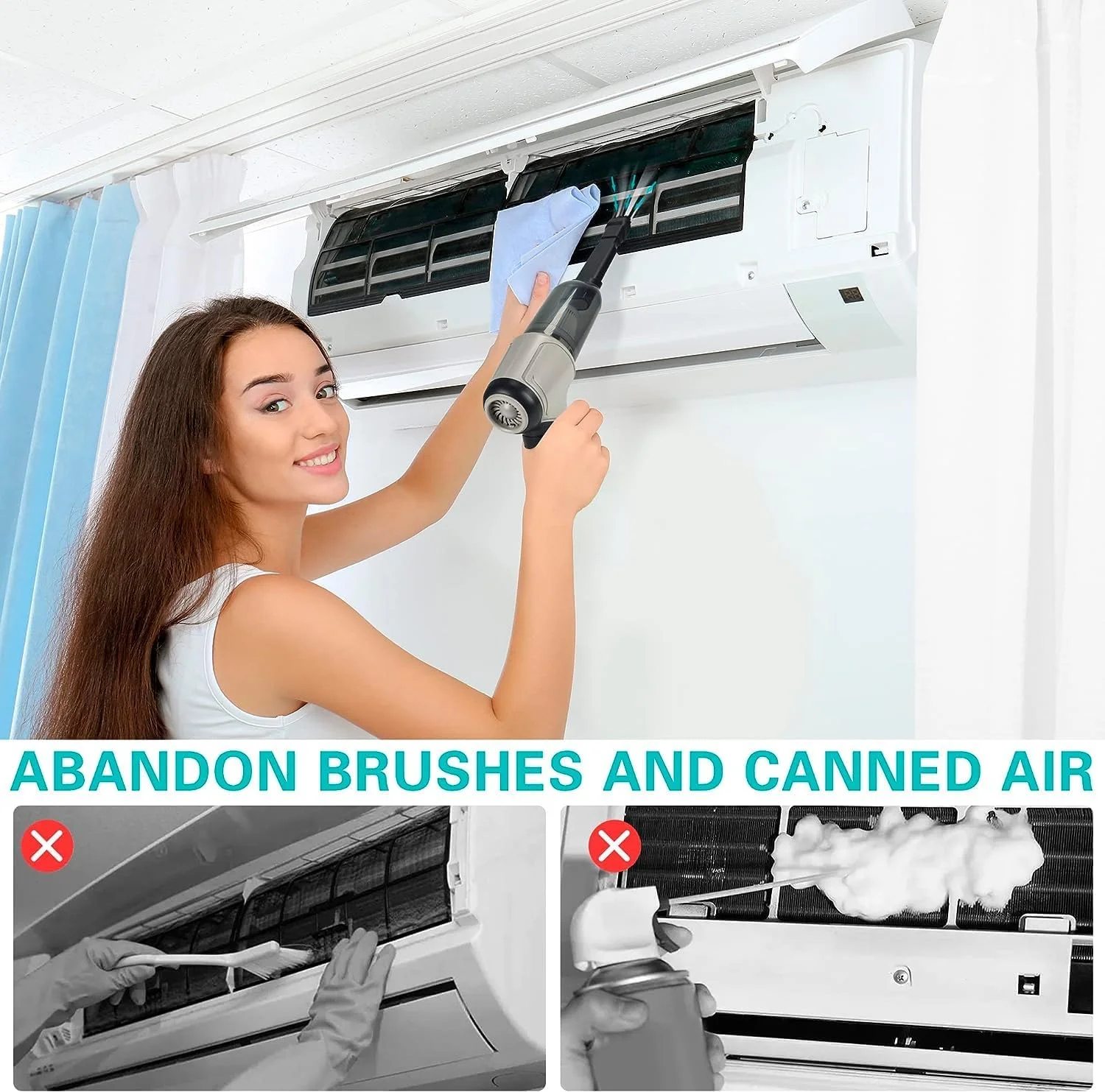 جاروبرقی کوچک پادوم برای تمیز کردن کیبورد، جاروبرقی قابل حمل خودرو، جاروبرقی دستی شارژی بی سیم، جاروبرقی کوچک 3 در 1، دمنده گرد و غبار هوا با سرعت 35000 دور در دقیقه، تمیز کننده برقی کامپیوتر (خاکستری)