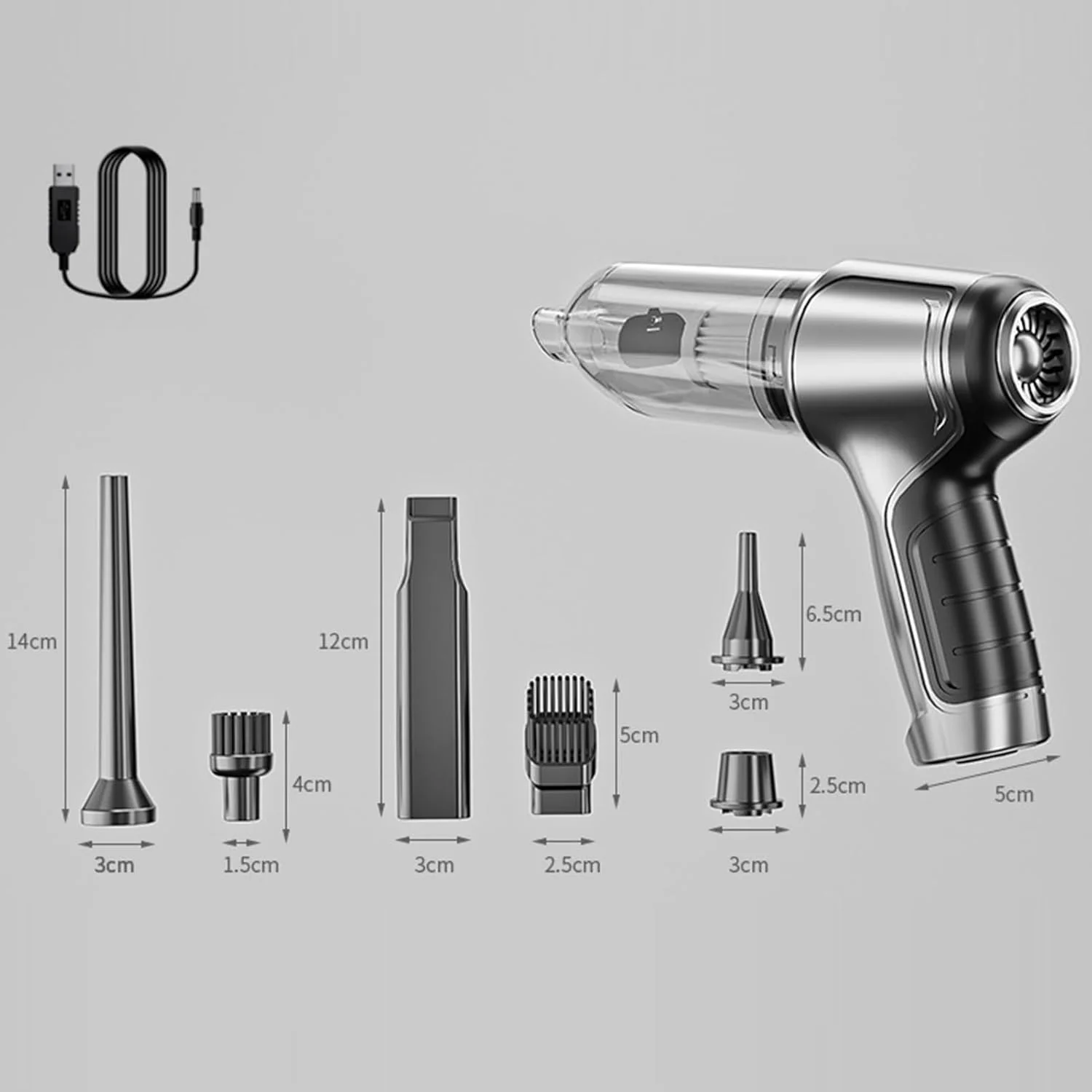 جاروبرقی دستی خودرو اییکم، تمیز کننده بی سیم قابل حمل، مینی دمنده هوا و پمپ دستی با مکش قوی 19000Pa، شارژ USB برای تمیز کردن موی حیوانات خانگی، گرد و غبار، شن، مناسب برای خانه و محل کار