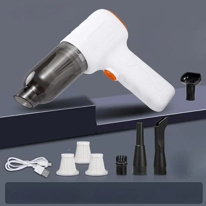 جاروبرقی دستی بی سیم و دمنده هوا، گردگیر شارژی با قدرت بالای 16000pa، پمپ دستی/جاروبرقی قابل حمل برای تمیز کردن خودرو و منزل