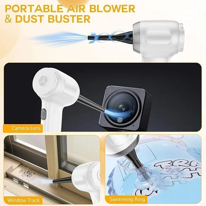 جاروبرقی دستی بی سیم و دمنده هوا، گردگیر شارژی با قدرت بالای 16000pa، پمپ دستی/جاروبرقی قابل حمل برای تمیز کردن خودرو و منزل