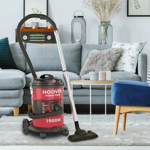 جاروبرقی سطلی هوور پاور فورس با ظرفیت 18 لیتر، 1900 وات با عملکرد دمنده برای مصارف خانگی و اداری، قرمز - HT87-T1-ME