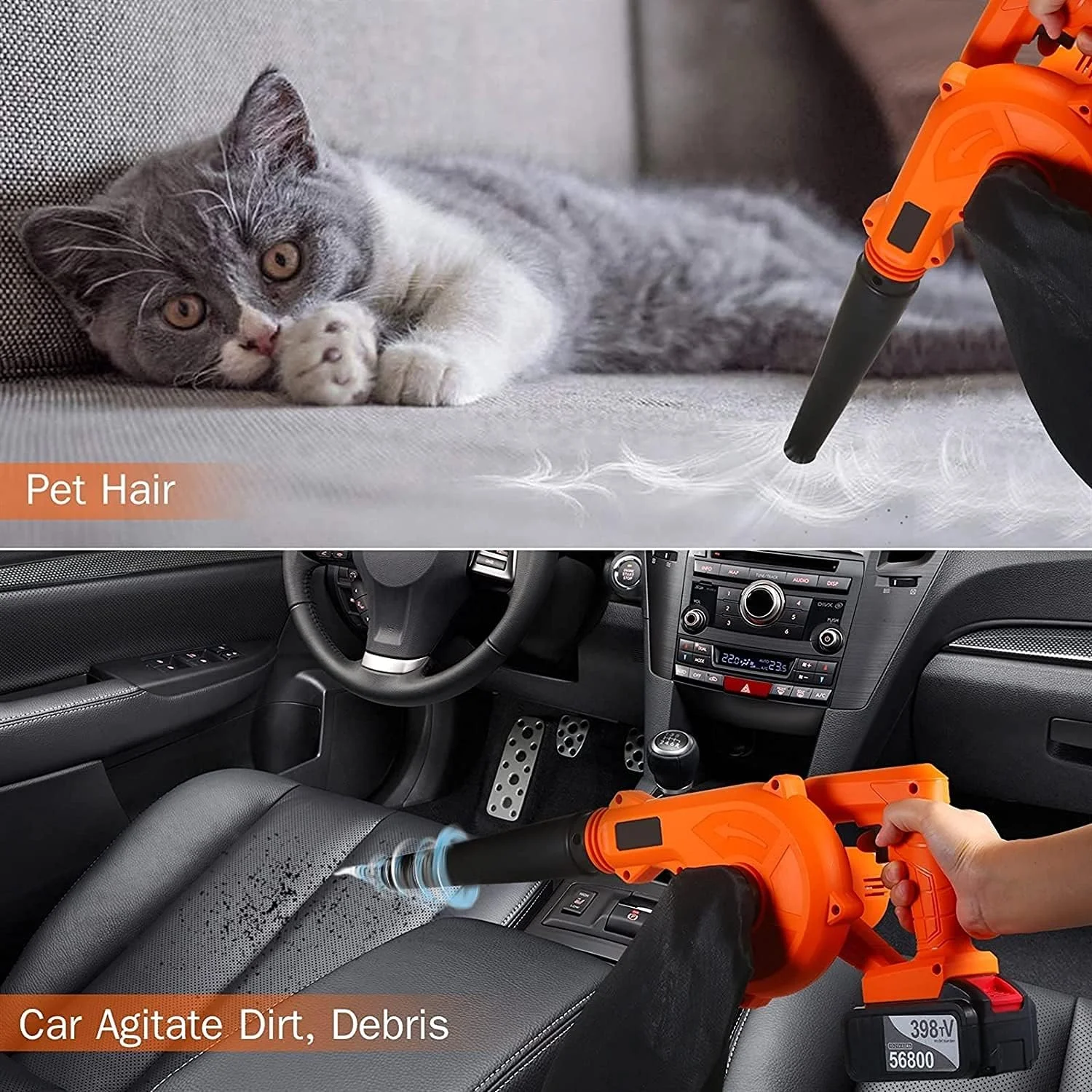 دمنده برگ بی سیم KKMNDE، دمنده برگ بی سیم و مکنده، با باتری لیتیومی، جاروبرقی برقی 2 در 1، جارو برای پاکسازی گرد و غبار، برگ و برف، دمنده و مکنده