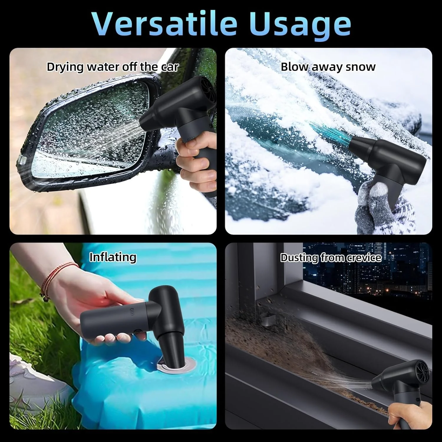 گردگیر هوای قابل حمل برقی 3 سرعته - دمنده جت خشک کن 180000 دور در دقیقه، بدون هوای کنسرو شده، فن جت برای خشک کردن خودرو، تمیز کردن کامپیوتر