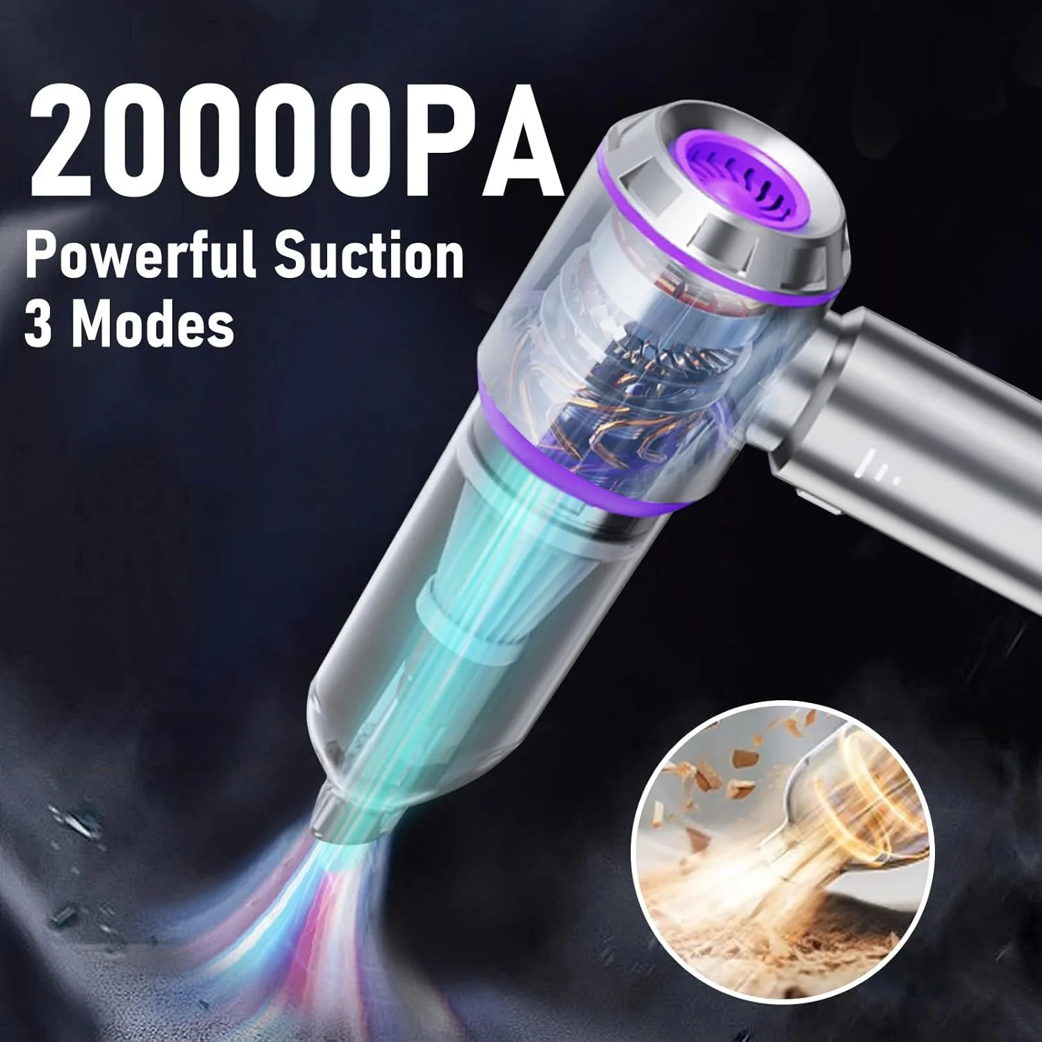 جاروبرقی خودرو KASTWAVE، قابل حمل، بی سیم، قدرت بالا 20000PA، جاروبرقی کوچک 4 در 1، دمنده و پمپ هوا، جاروبرقی دستی با موتور براشلس برای خودرو، خانه، دفتر، حیوان خانگی، کمپینگ