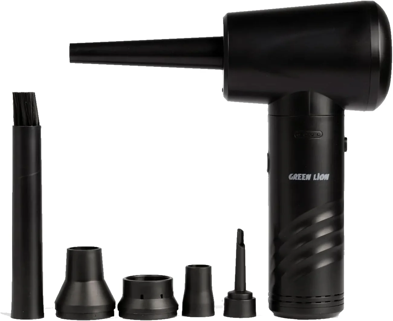 گردگیر هوای قابل حمل گرین لاین، جاروبرقی بی سیم 70 وات، 3 عدد باتری 2000 میلی آمپر ساعتی، 30 دقیقه زمان کارکرد، 4 عدد نازل جاروبرقی/دمنده همراه، تمیز کننده ایده آل برای کامپیوتر، کیبورد، خانه، پاسیو و ماشین - مشکی