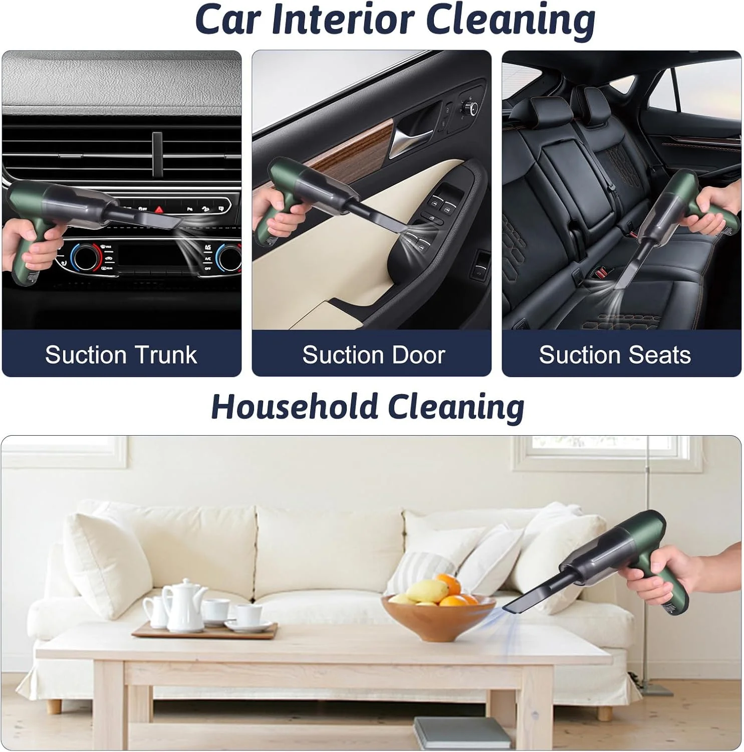 جاروبرقی دستی بی سیم Eacam با مکش قدرتمند 19000Pa و قابلیت دمندگی 3 در 1، گرد و غبارگیر، دمنده هوا و پمپ دستی، جاروبرقی 120 وات پرقدرت، تمیز کننده بدون برس مرطوب و خشک، قابل شارژ برای دفتر و خودرو