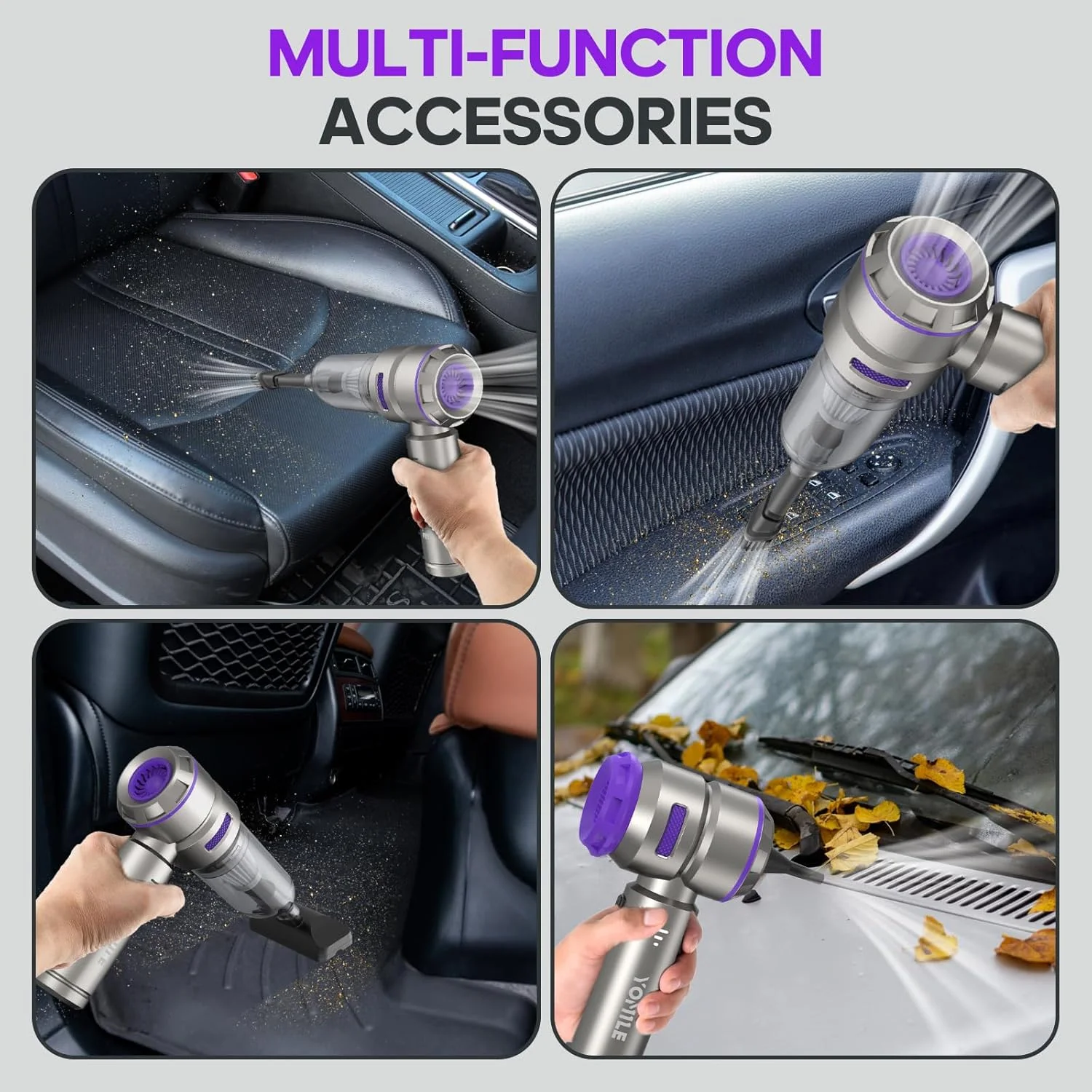 دَمنده هوای برقی یومیل - 2 در 1، دَمنده هوای بدون برس 210000 دور در دقیقه و جاروبرقی خودرو 21000PA، باتری 9000 میلی آمپر ساعت، دمنده هوا، جاروبرقی بی سیم دستی برای خودرو، دفتر و خانه