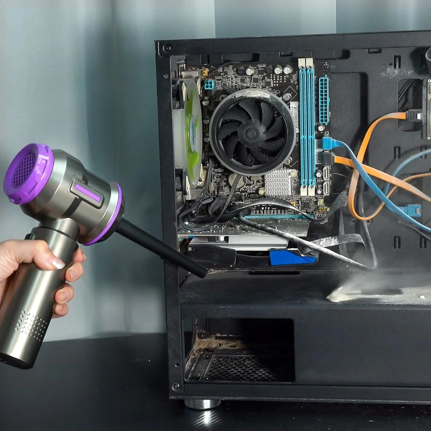 دمنده هوای برقی PeroBuno، جاروبرقی کوچک بی سیم، 2 در 1، 200000 دور در دقیقه، 35 دقیقه زمان کار، دمنده شارژی بیرونی با 3 دنده برای تمیز کردن صفحه کلید کامپیوتر خودرو