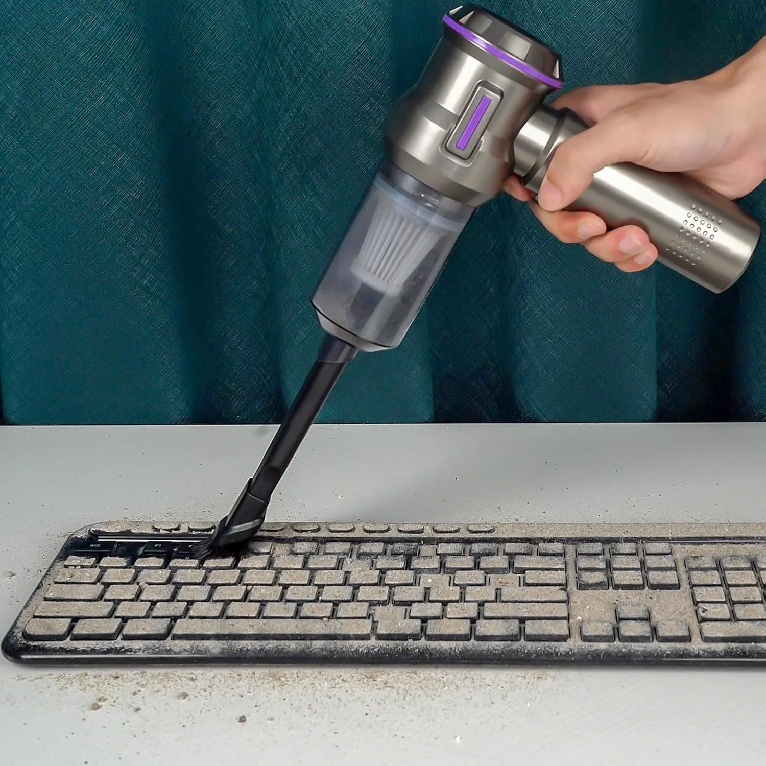 دمنده هوای برقی PeroBuno، جاروبرقی کوچک بی سیم، 2 در 1، 200000 دور در دقیقه، 35 دقیقه زمان کار، دمنده شارژی بیرونی با 3 دنده برای تمیز کردن صفحه کلید کامپیوتر خودرو