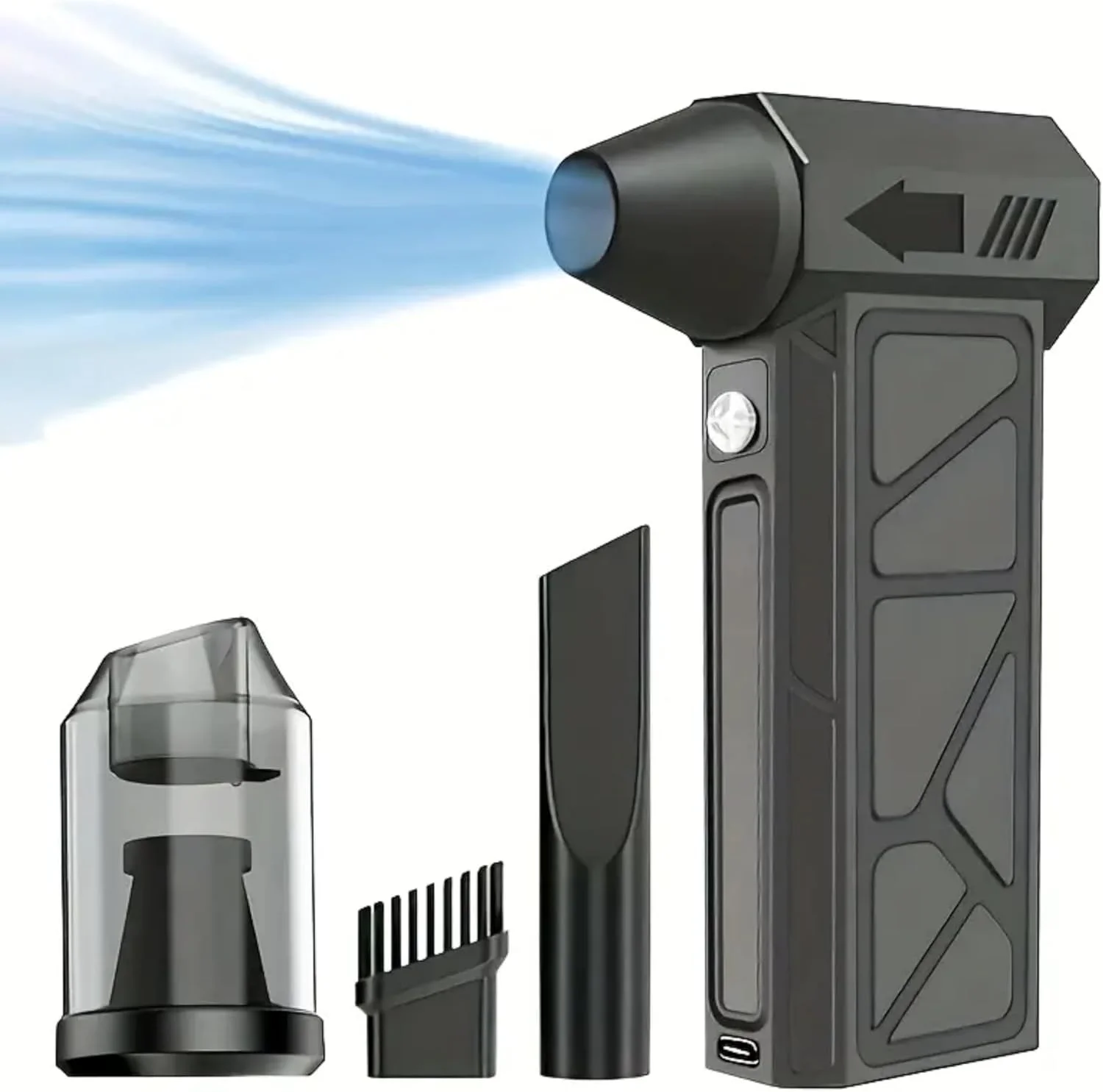 دمنده و جاروبرقی هوای فشرده مینی E EFFIE، 4 سرعته 100000 دور در دقیقه توربو، قابل حمل USB قابل شارژ، دمنده چند منظوره برای خودرو، صفحه کلید، پنجره، گریل، تخت بادی، فضاهای کوچک