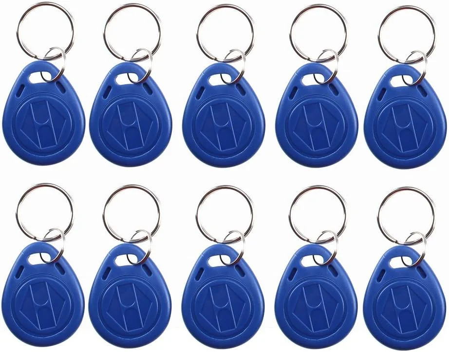جاسوئیچی RFID NFC قابل نوشتن Diginex HFeng 125KHz T5577 / EM4305، تگ های توکن، کارت جاکلیدی کنترل دسترسی ID مجاورتی برای سیستم ورود امنیتی، آبی (10 عدد)