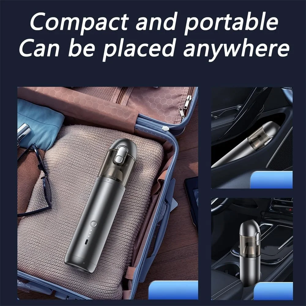 دمنده هوای قابل حمل آزونه، جاروبرقی خودرو، جاروبرقی کوچک بی سیم دستی 16000PA با قدرت بالا، ایده آل برای تمیز کردن خودرو، دفتر و خانه (مشکی)
