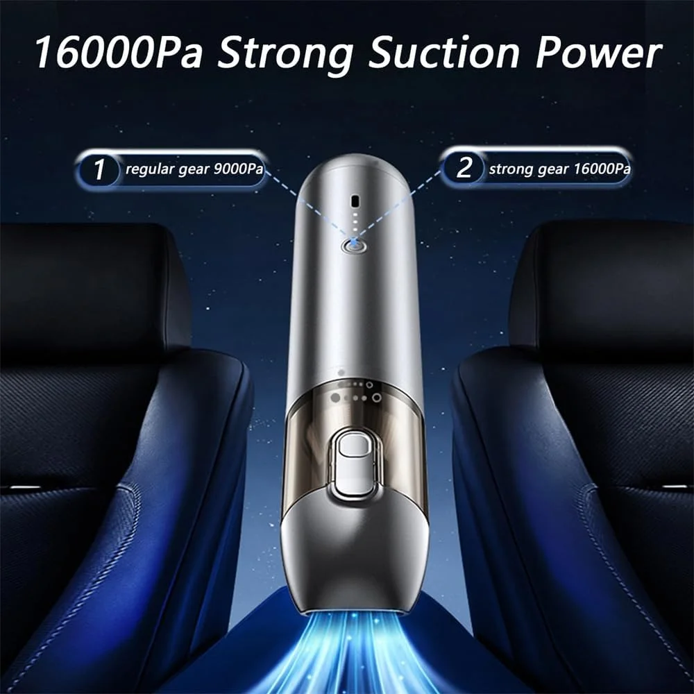 دمنده هوای قابل حمل آزونه، جاروبرقی خودرو، جاروبرقی کوچک بی سیم دستی 16000PA با قدرت بالا، ایده آل برای تمیز کردن خودرو، دفتر و خانه (مشکی)