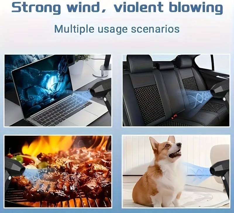 دمنده و جاروبرقی هوای فشرده مینی E EFFIE، 4 سرعته 100000 دور در دقیقه توربو، قابل حمل USB قابل شارژ، دمنده چند منظوره برای خودرو، صفحه کلید، پنجره، گریل، تخت بادی، فضاهای کوچک