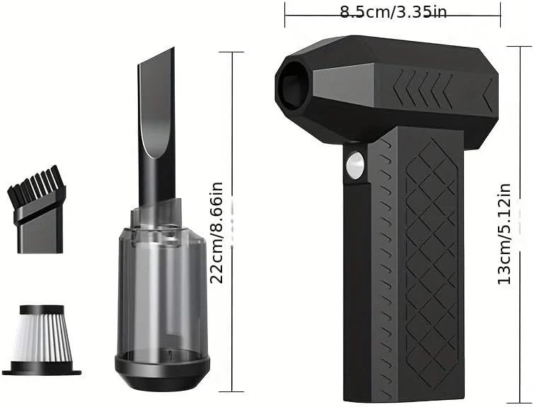 دمنده و جاروبرقی هوای فشرده مینی E EFFIE، 4 سرعته 100000 دور در دقیقه توربو، قابل حمل USB قابل شارژ، دمنده چند منظوره برای خودرو، صفحه کلید، پنجره، گریل، تخت بادی، فضاهای کوچک