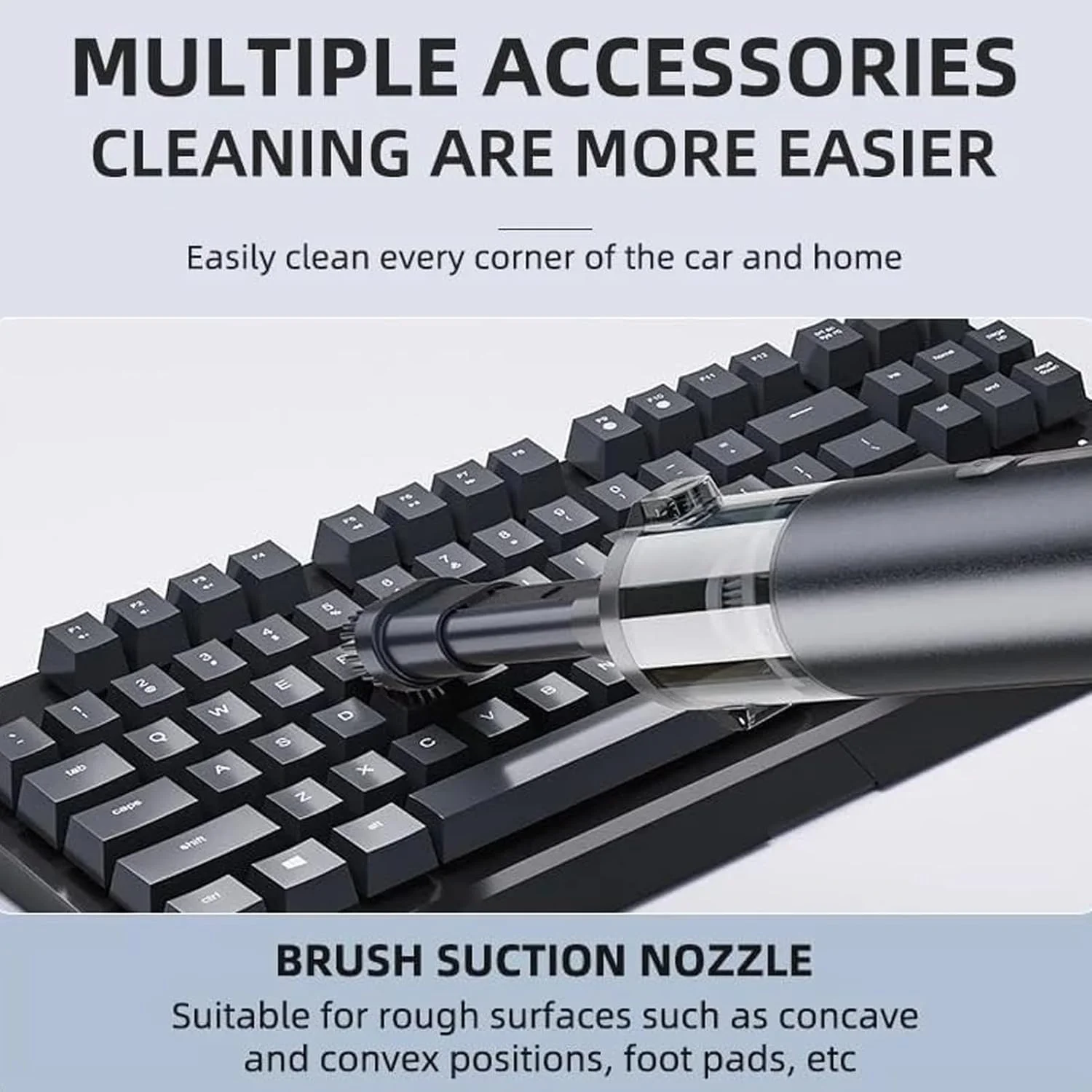 AirTrek Pro – جاروبرقی و دمنده فشرده، جاروبرقی شارژی خودرو با توان دوگانه پیشرفته، مکش و دمش چند منظوره، کیت چند نازله برای تمیز کردن خودرو و خانه (B)