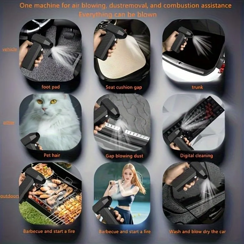 دمنده و جاروبرقی هوای فشرده مینی E EFFIE، 4 سرعته 100000 دور در دقیقه توربو، قابل حمل USB قابل شارژ، دمنده چند منظوره برای خودرو، صفحه کلید، پنجره، گریل، تخت بادی، فضاهای کوچک