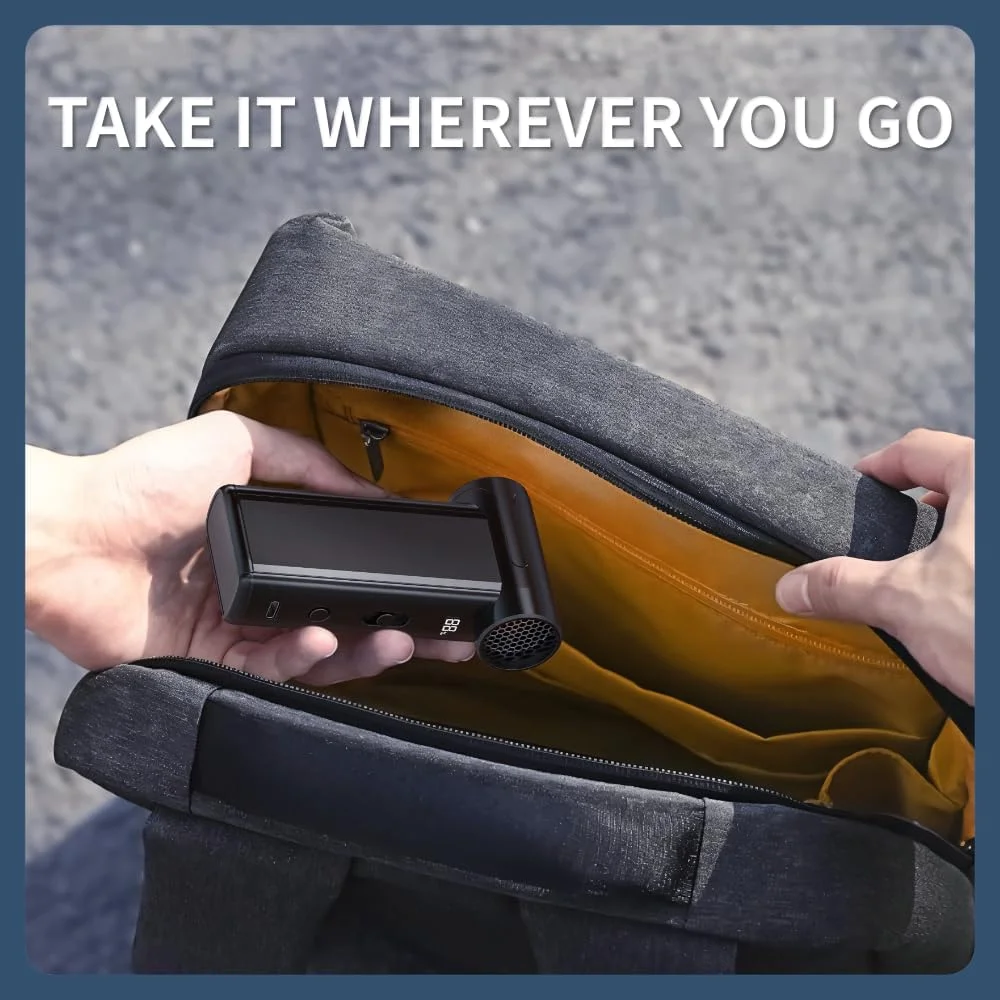 دمنده هوای بی سیم Bellivor با نمایشگر LED، فن توربو پرقدرت 130000 دور در دقیقه، دمنده هوای خشک جت قابل شارژ 5000 میلی آمپر ساعتی، 3 سرعته قابل تنظیم، دمنده گرد و غبار کوچک برای صفحه کلید، ماشین، فضای باز، مسافرت، استفاده خانگی