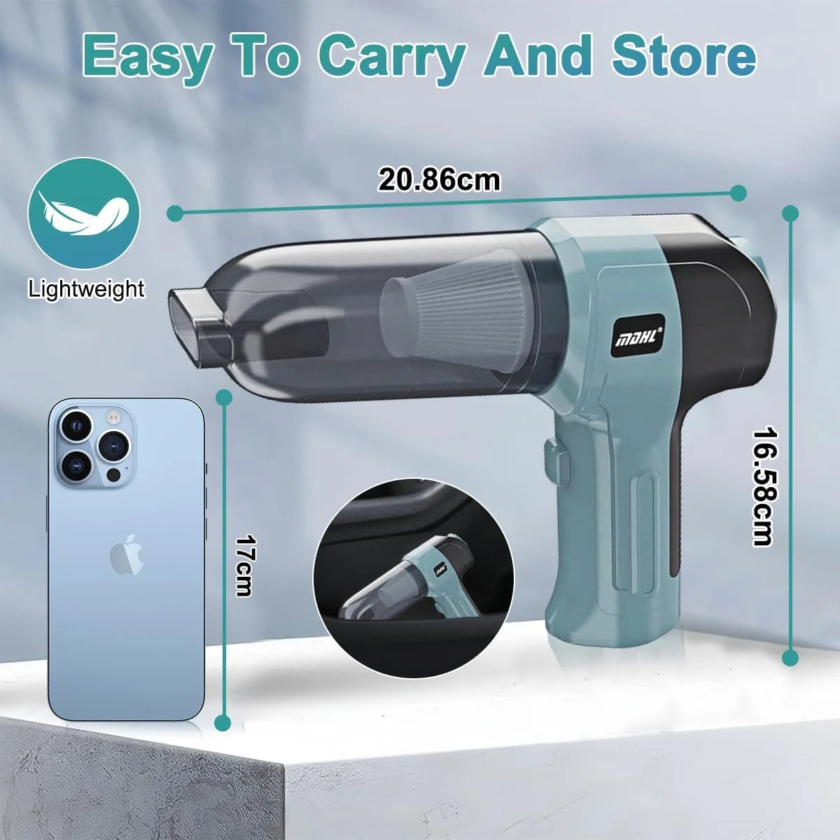 جاروبرقی دستی بی سیم 80 واتی، دمنده گرد و غبار خودرو، جاروبرقی خودکار، 5 نازل، مکش 9000 پاسکال، مکش/دمش، جاروبرقی کوچک بی سیم 4 در 1 قابل شارژ برای نظافت منزل، محل کار و حیوانات خانگی