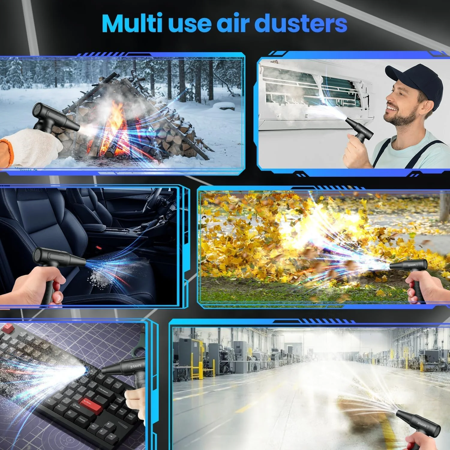 دمنده هوای بی سیم Bellivor با نمایشگر LED، فن توربو پرقدرت 130000 دور در دقیقه، دمنده هوای خشک جت قابل شارژ 5000 میلی آمپر ساعتی، 3 سرعته قابل تنظیم، دمنده گرد و غبار کوچک برای صفحه کلید، ماشین، فضای باز، مسافرت، استفاده خانگی