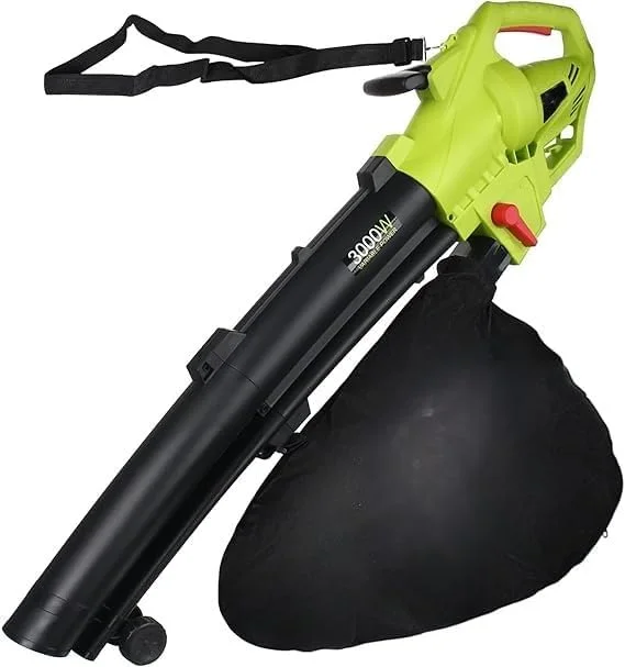 دستگاه دمنده برگ، جاروبرقی باغ و خردکن 3 در 1 با کیسه جمع آوری بزرگ، کابل 0.35 متری، سبز