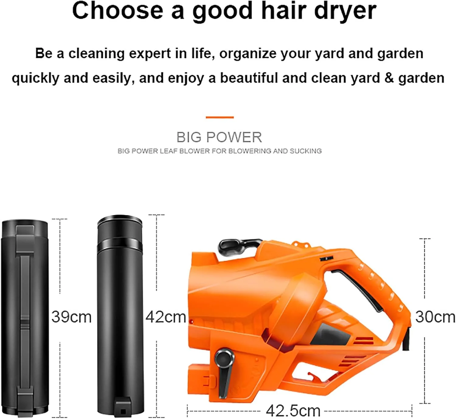 دمنده برگ قدرتمند JUNIPI، 3 در 1 (دمنده برگ + جاروبرقی + خردکن برگ) دمنده باغ، تنظیم 6 سرعته، نسبت پودر 10:1، با کیسه جمع آوری 35 لیتری، گردگیر برقی باغ 270 کیلومتر در ساعت، 30 متر