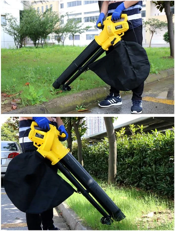 دمنده/مکنده برقی برگ یان کای 3000 وات، خردکن، کیسه چمن 45 لیتری با حالت های دمنده و مکنده دوگانه، مناسب برای باغبانی، خرد کردن برگ ها، تمیز کردن آوار و گرد و غبار