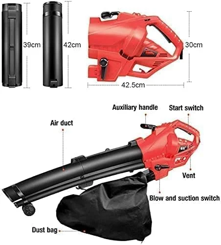 HYLAN دمنده و مکنده برگ برقی 3000 وات با سیم، سیم 6 متری دمنده برگ قدرتمند خردکن باغی چند منظوره دستی HYLAN دمنده و مکنده برگ برقی 3000 وات با سیم، سیم 6 متری دمنده برگ قدرتمند خردکن باغی چند منظوره دستی