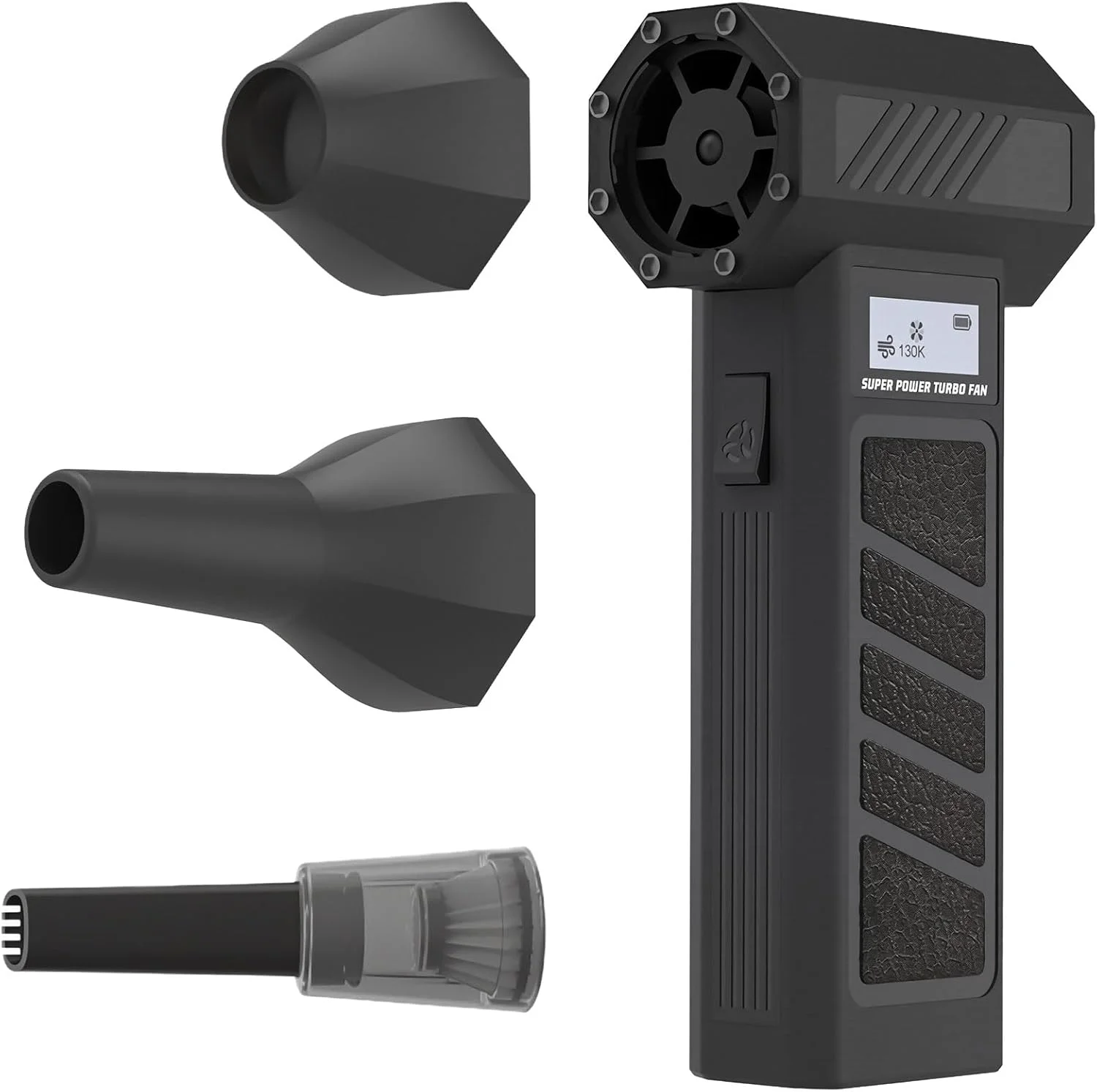 دمنده هوای برقی و جاروبرقی کامپیوتر Begally مدل 2 در 1، دمنده خشک کننده جت 130000 دور در دقیقه، دمنده دستی بی سیم قابل حمل برای صفحه کلید کامپیوتر، تمیز کردن خودرو (مشکی-B)