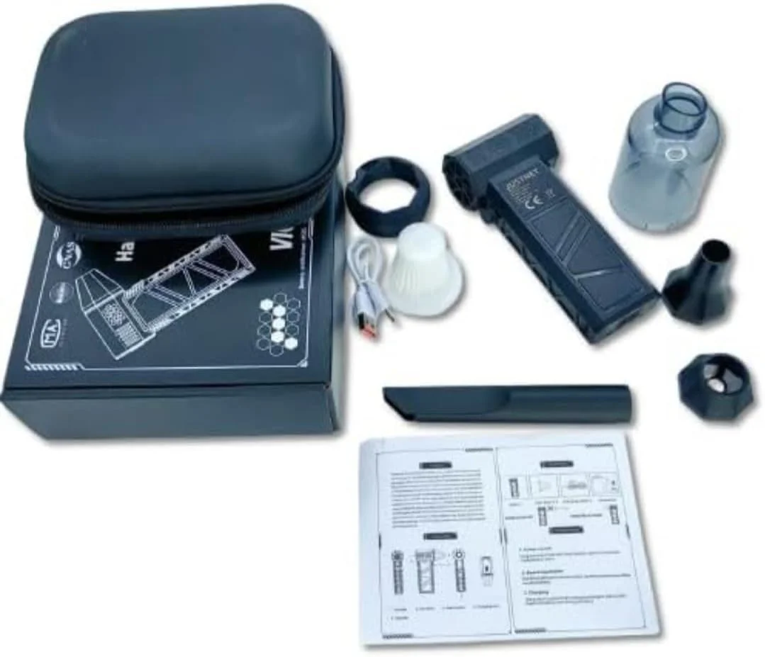 دمنده هوا - فن توربو با کیت مکنده، فن دمنده 300000 دور در دقیقه، فن دمنده کوچک باتری 8000 میلی آمپر ساعتی، تمیز کردن مکنده کارآمد برای خودروها، کامپیوترها، مبل ها، شارژ سریع Type C (کیت مکنده)