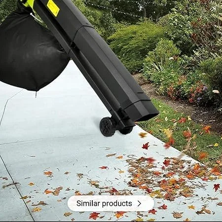 دمنده، مکنده و خردکن برقی برگ 3 در 1 برای تمیز کردن باغ و چمن، دارای کیسه جمع آوری 35 لیتری و غلتک، تنظیم سرعت 6 سرعته، سبز، کابل 0.35 متری