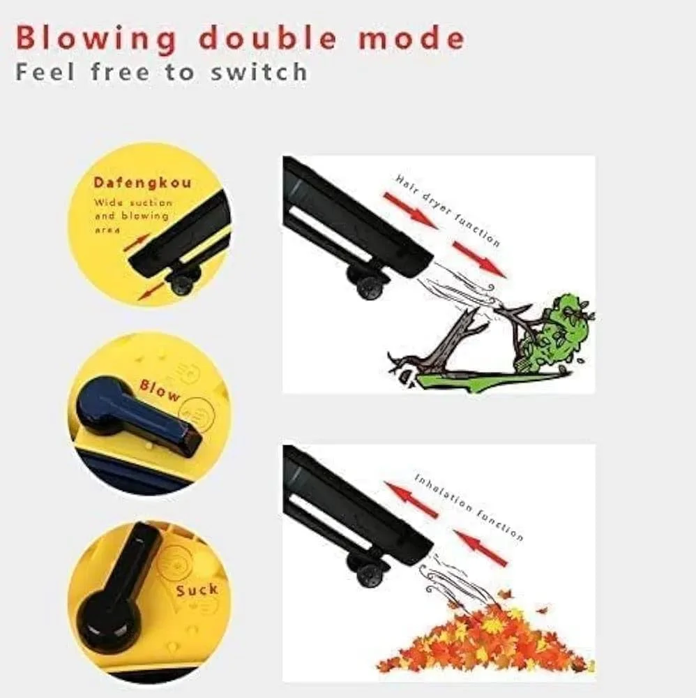 دستگاه دمنده، مکنده و خردکن برگ برقی 3 در 1، 3000 وات، کیسه جمع آوری 45 لیتری، کابل 10 متری