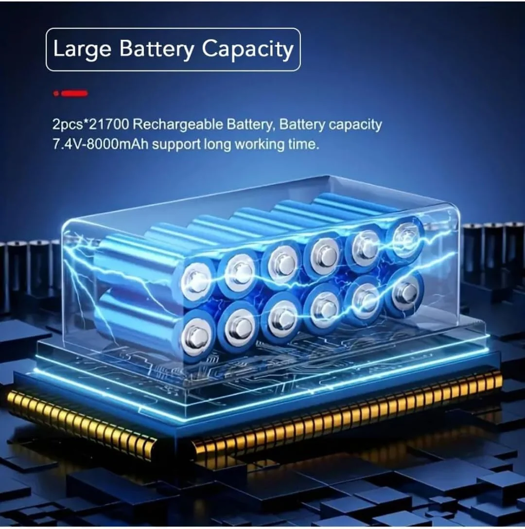 دمنده هوا - فن توربو با کیت مکنده، فن دمنده 300000 دور در دقیقه، فن دمنده کوچک باتری 8000 میلی آمپر ساعتی، تمیز کردن مکنده کارآمد برای خودروها، کامپیوترها، مبل ها، شارژ سریع Type C (کیت مکنده)