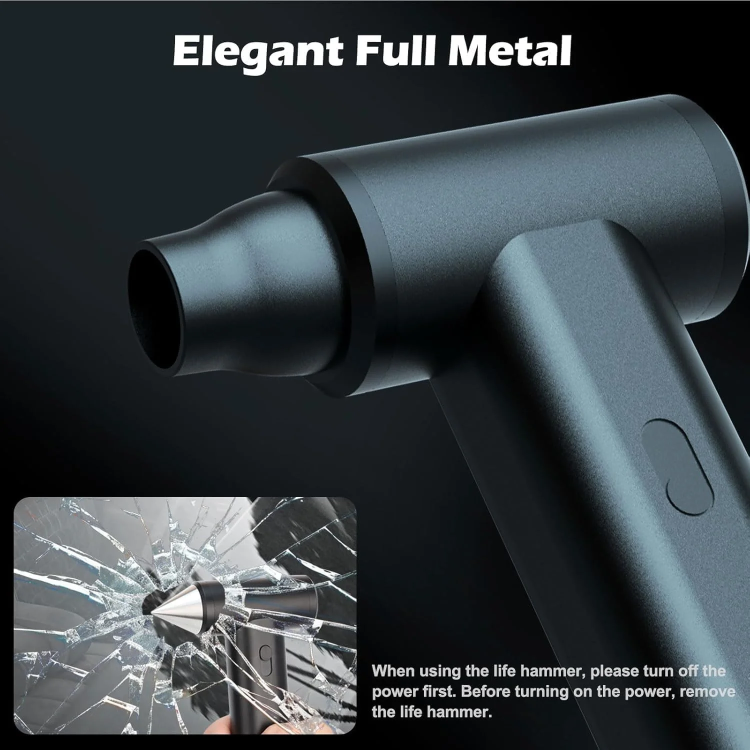 گردگیر هوای فشرده ddLUCK، فلزی کامل با سرعت واقعی 130000 دور در دقیقه، دمنده هوای خشک جت شارژی بی سیم 8000 میلی آمپر ساعتی، فن توربو قابل تنظیم 7 در 1 قابل حمل برای صفحه کلید، ماشین، خانه و مسافرت، مشکی