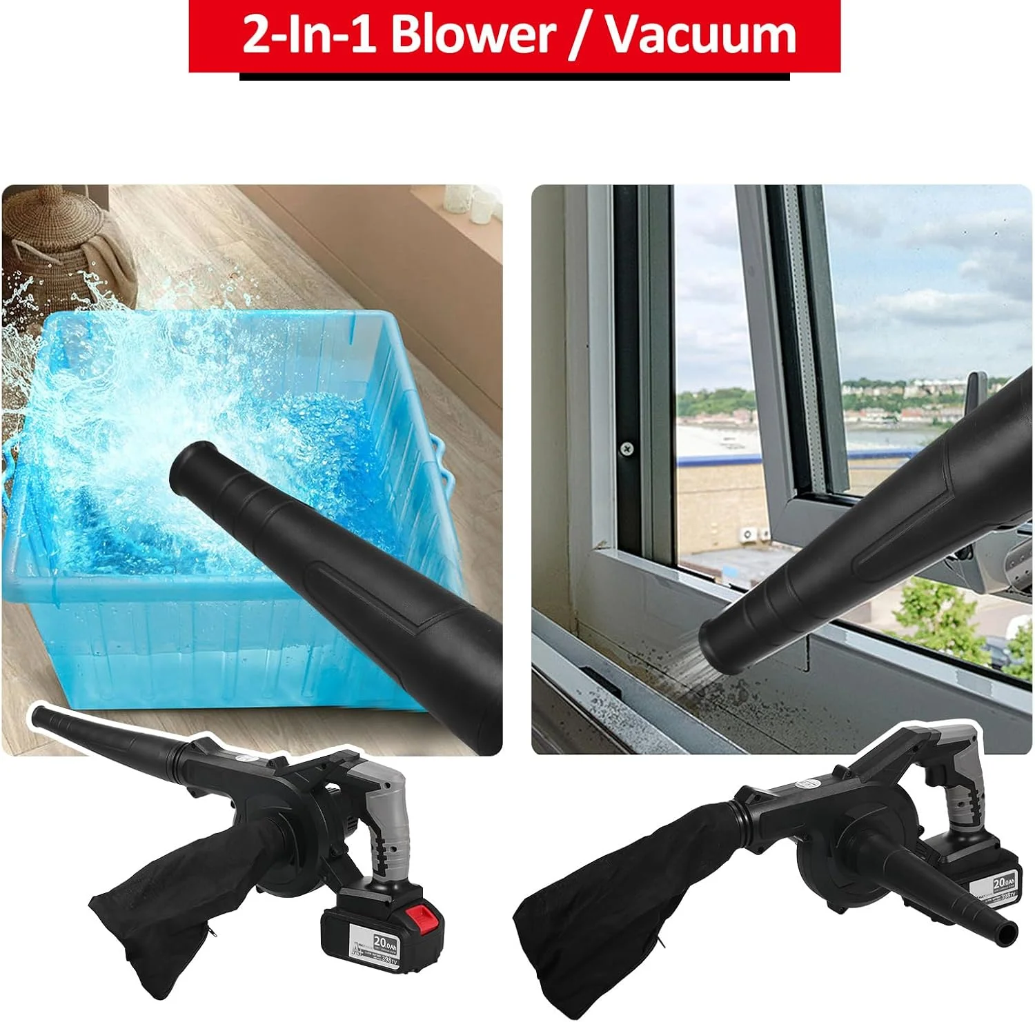 دمنده برگ بی سیم، دمنده برگ سبک وزن 21 ولتی با باتری برای پاسیو، حیاط، پیاده رو، دمنده برگ کوچک، دمنده و جاروبرقی 2 در 1 با سوئیچ کنترل سرعت بی نهایت