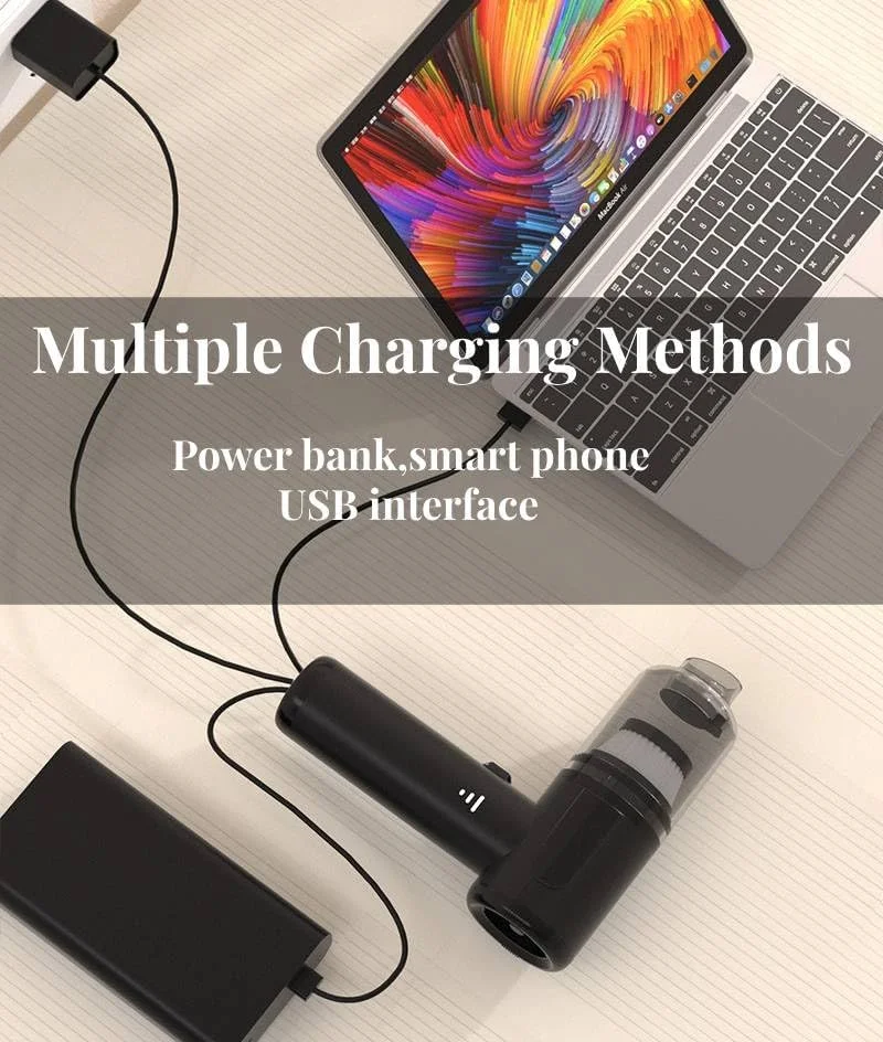 جاروبرقی خودرو ALABOX مدل 2 در 1، موتور براشلس دستی شارژی قابل حمل، جاروبرقی قابل شارژ 120000 دور در دقیقه، گردگیر هوا، کیت تمیز کننده خودرو، قدرت بالا برای خودرو، خانه، دفتر، صفحه کلید