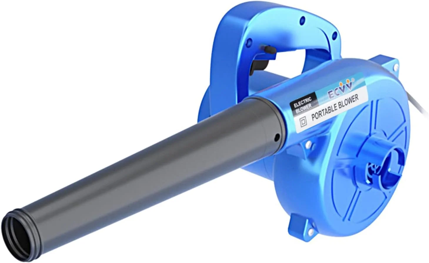 دمنده ECVV با سرعت 13000 دور در دقیقه، جاروبرقی برقی سیمی برای برگ با کیسه جمع آوری، تک سرعته برای خانه، باغ، گردگیری خودرو، آبی، 750 وات، EB0023
