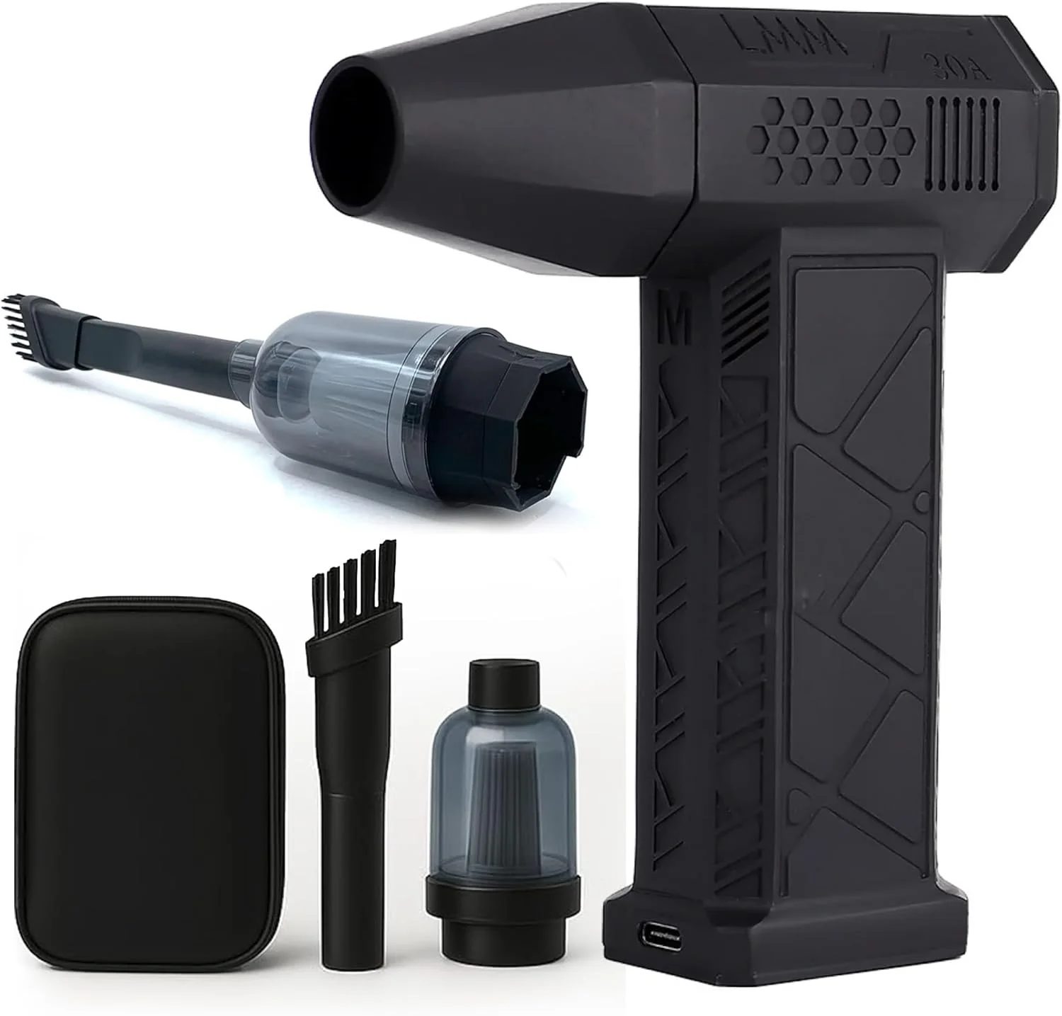 فن توربو HavenPlus همراه با کیت جاروبرقی - فن دمنده 140,000 دور در دقیقه، باتری 8000 میلی آمپر ساعتی، سرعت قابل تنظیم، فن دمنده کوچک و فن باربیکیو - جاروبرقی قدرتمند برای خودرو، کامپیوتر، شارژ سریع Type-C