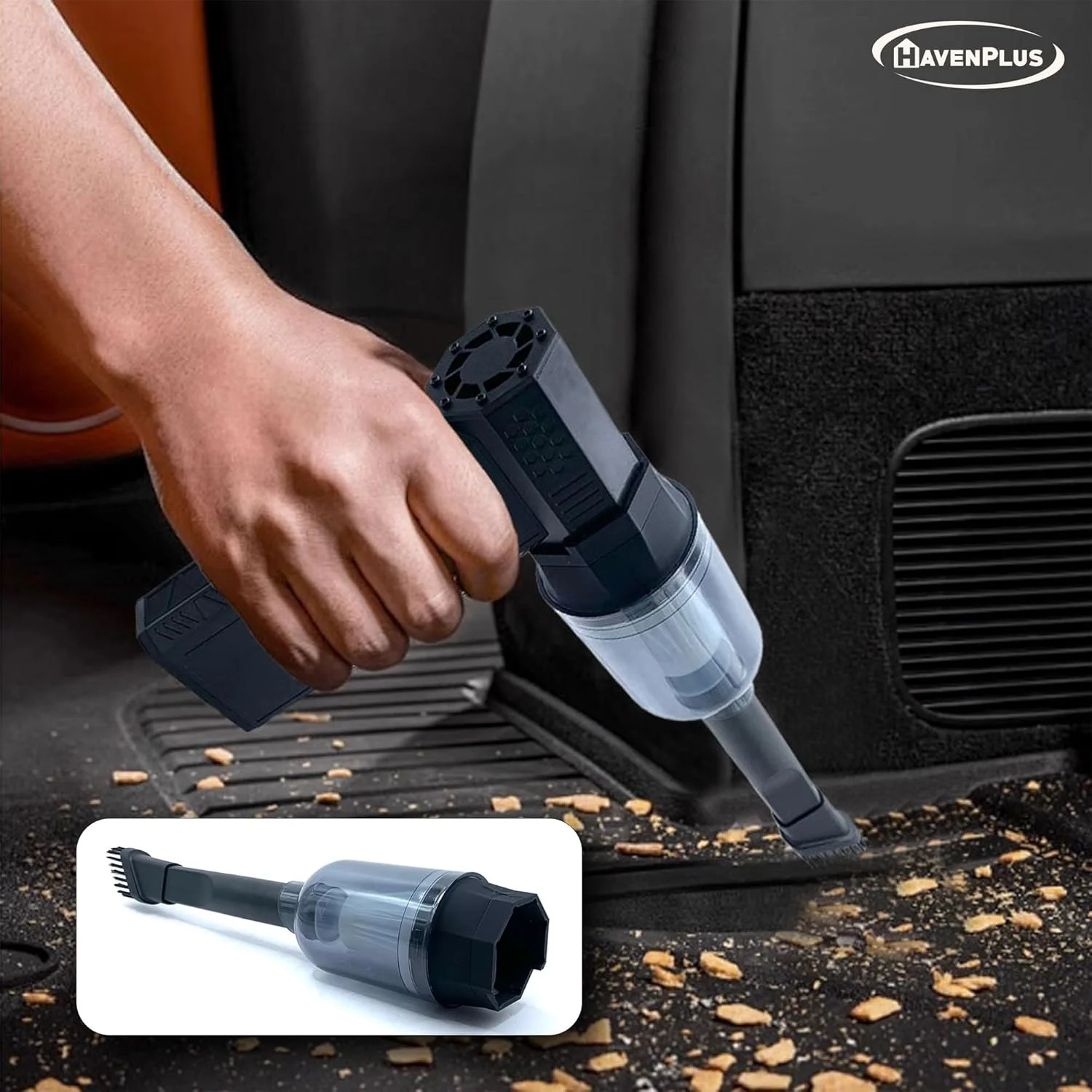 فن توربو HavenPlus همراه با کیت جاروبرقی - فن دمنده 140,000 دور در دقیقه، باتری 8000 میلی آمپر ساعتی، سرعت قابل تنظیم، فن دمنده کوچک و فن باربیکیو - جاروبرقی قدرتمند برای خودرو، کامپیوتر، شارژ سریع Type-C
