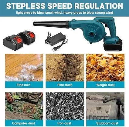 دمنده برگ بی سیم با 2 باتری و شارژر، دمنده و مکنده برقی 2 در 1 دمنده برگ بی سیم با 2 باتری و شارژر، دمنده و مکنده برقی 2 در 1