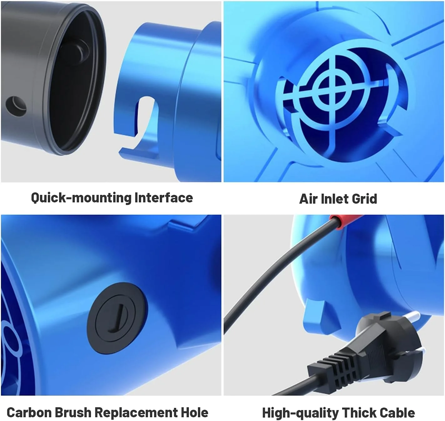 دمنده ECVV با سرعت 13000 دور در دقیقه، جاروبرقی برقی سیمی برای برگ با کیسه جمع آوری، تک سرعته برای خانه، باغ، گردگیری خودرو، آبی، 750 وات، EB0023