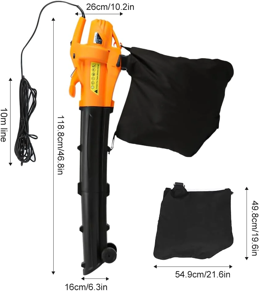 دمنده برگ پانانا 3000 وات، جاروبرقی باغی خردکن با کیسه جمع آوری برگ 30 لیتری، کابل 10 متری طراحی سبک وزن جاروبرقی برگ برای پاکسازی پاسیو برگ ها و سایر زباله ها دمنده برگ پانانا 3000 وات، جاروبرقی باغی خردکن با کیسه جمع آوری برگ 30 لیتری، کابل 10 متری طراحی سبک وزن جاروبرقی برگ برای پاکسازی پاسیو برگ ها و سایر زباله ها