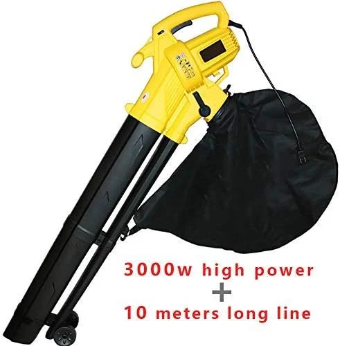 دمنده ZQKJLH با سیم/ دمنده و مکنده برگ / دمنده برگ 3 در 1، جاروبرقی باغی 3000 وات و دمنده برگ با کیسه جمع آوری 45 لیتری، نسبت خرد کردن 10:1 و سیم удлинительный 10 متری