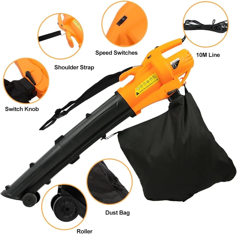 دمنده برگ پانانا 3000 وات، جاروبرقی باغی خردکن با کیسه جمع آوری برگ 30 لیتری، کابل 10 متری طراحی سبک وزن جاروبرقی برگ برای پاکسازی پاسیو برگ ها و سایر زباله ها دمنده برگ پانانا 3000 وات، جاروبرقی باغی خردکن با کیسه جمع آوری برگ 30 لیتری، کابل 10 متری طراحی سبک وزن جاروبرقی برگ برای پاکسازی پاسیو برگ ها و سایر زباله ها