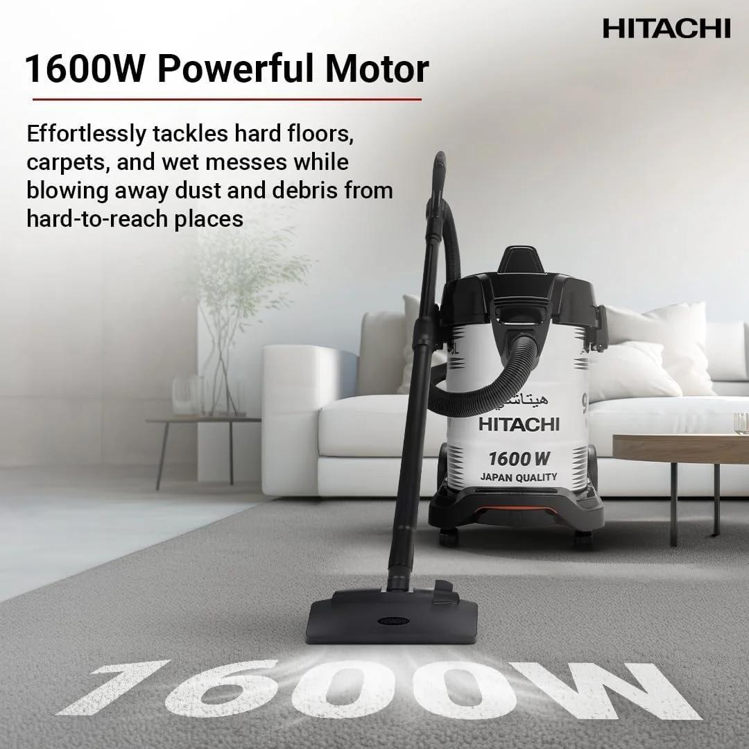 جاروبرقی سطلی آب و خاک هیتاچی، دمنده شن، عملکرد 3 در 1، بدنه استیل ضد زنگ، ظرفیت بزرگ 25 لیتری گرد و غبار، قدرت موتور 1600 وات، نشانگر گرد و غبار، ساخت تایلند، مدل CV975PWBKGAE-Inox جاروبرقی سطلی آب و خاک هیتاچی، دمنده شن، عملکرد 3 در 1، بدنه استیل ضد زنگ، ظرفیت بزرگ 25 لیتری گرد و غبار، قدرت موتور 1600 وات، نشانگر گرد و غبار، ساخت تایلند، مدل CV975PWBKGAE-Inox