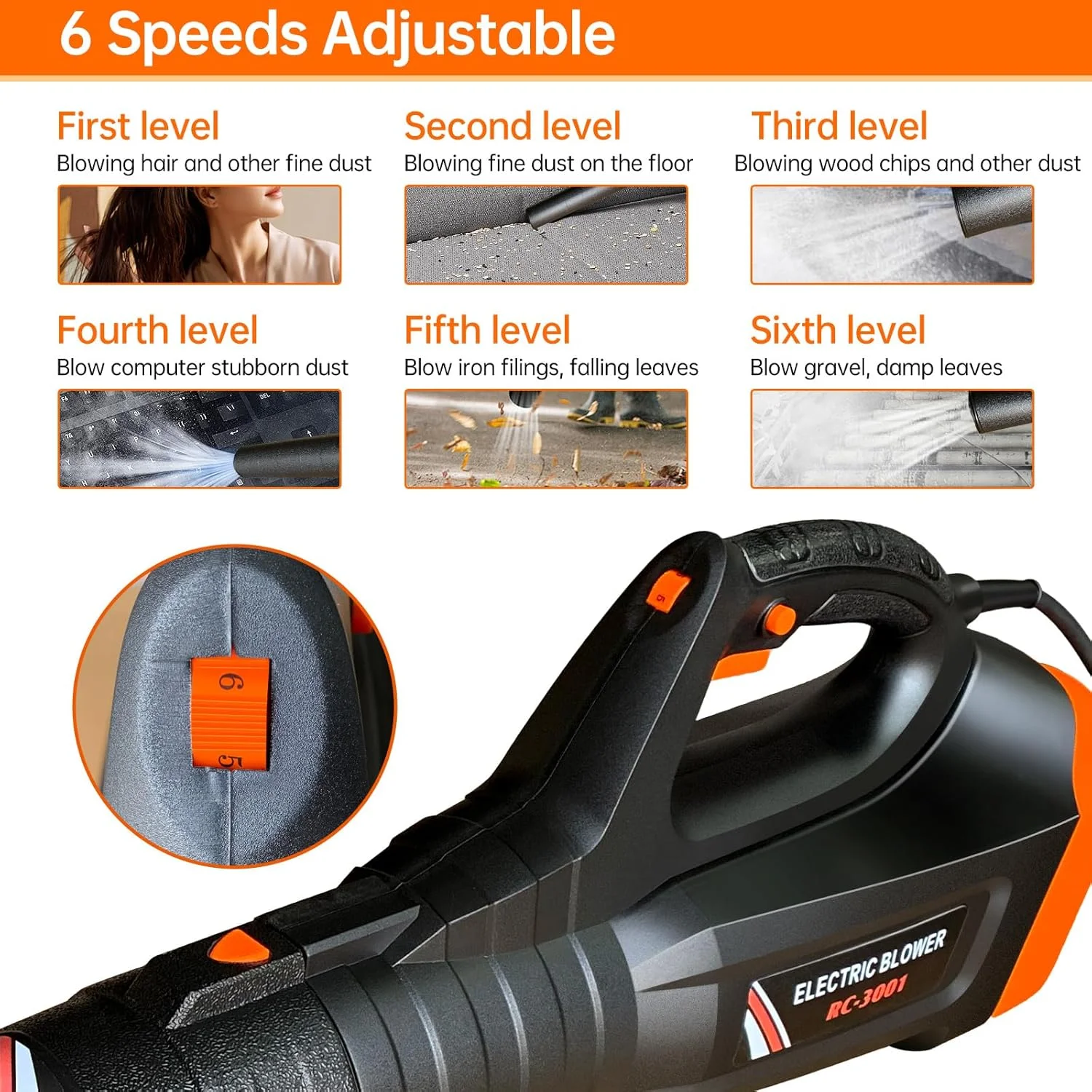 دمنده برگ NuoXing، دمنده برقی سیم دار 3500 وات، 6 سرعته قابل تنظیم، سرعت باد تا 218 کیلومتر در ساعت دمنده برگ NuoXing، دمنده برقی سیم دار 3500 وات، 6 سرعته قابل تنظیم، سرعت باد تا 218 کیلومتر در ساعت