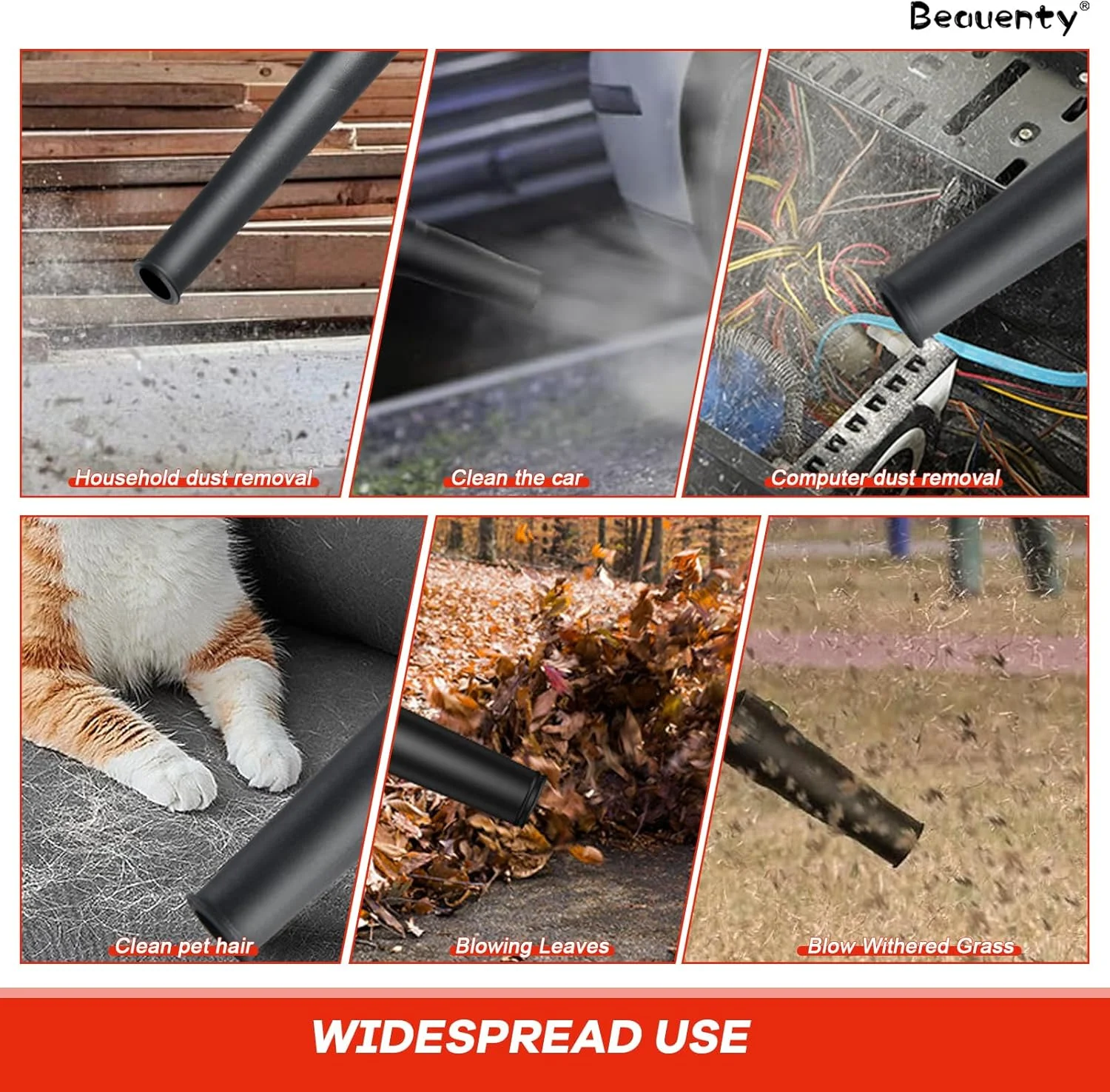 دمنده برگ Beauenty، سرعت قابل تنظیم و جاروبرقی قابل حمل با کیسه جمع آوری گرد و غبار، دمنده برقی چند منظوره برای مصارف خانگی یا کارخانه ها (سرعت ثابت)